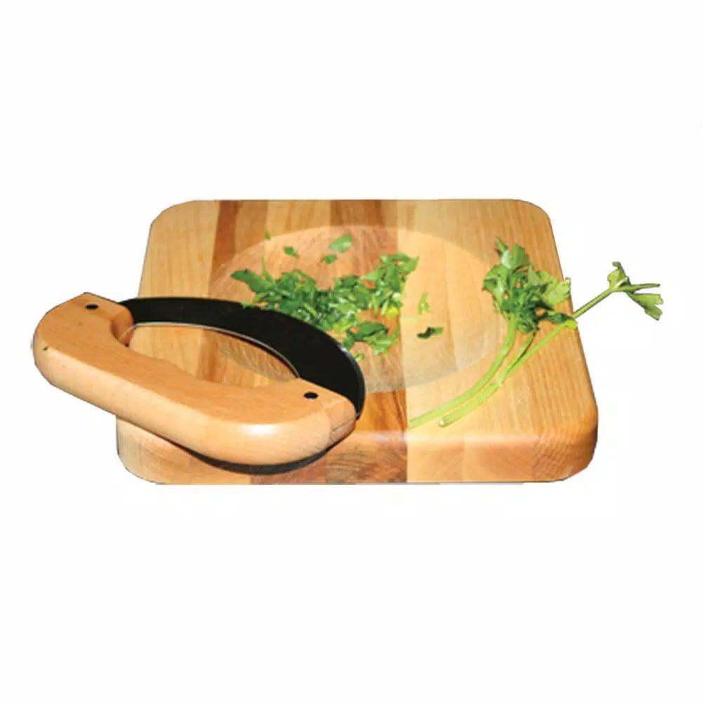 Catskill Craftsmen Catskills Mezzaluna 8 in. Hardwood Chopping Board with Steel Mezzaluna Knife