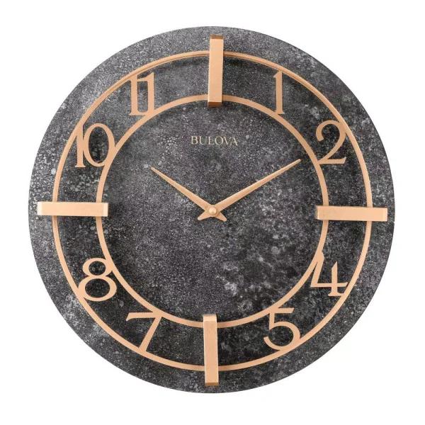 Bulova Gotham 15.5 in. Round Wall Clock with Granite Tone Finish and Quartz Movement