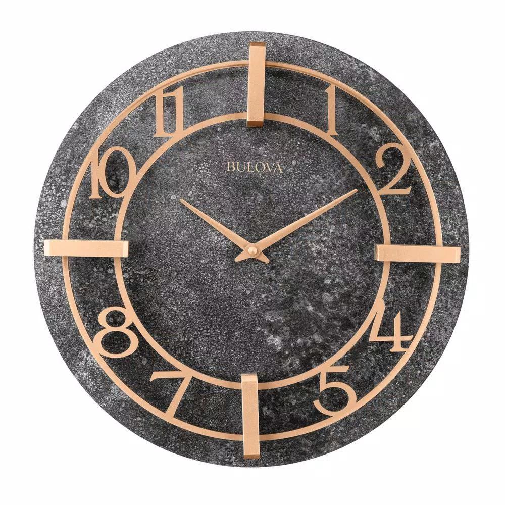 Bulova Gotham 15.5 in. Round Wall Clock with Granite Tone Finish and Quartz Movement