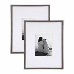 DesignOvation Gallery Wood Picture Frame Set of 2, Gray, 16x20 matted to 8x10 thumbnail 1