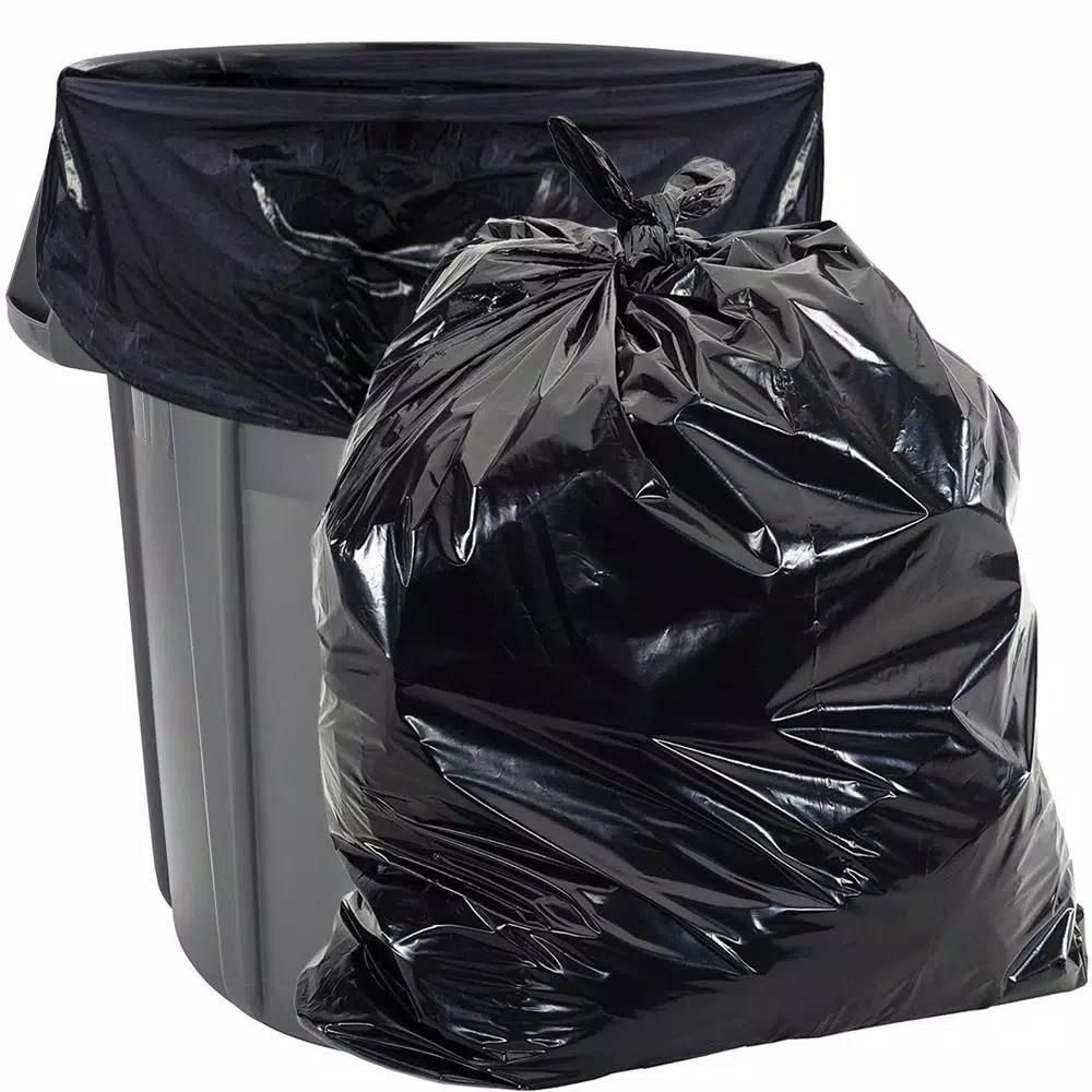 Aluf Plastics 55 Gallon Heavy-Duty Black Trash Bags for Rubbermaid Brute, 1.8 Mil, 100-Count