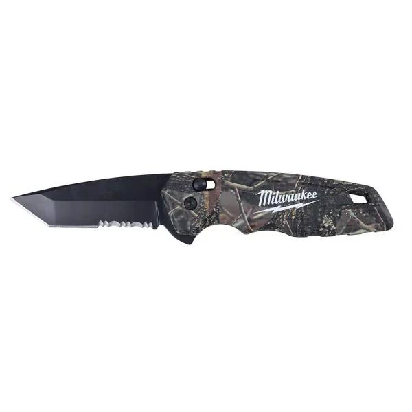 Milwaukee FASTBACK Camo Spring-Assisted Folding Knife with 2.92 in. Tanto Blade