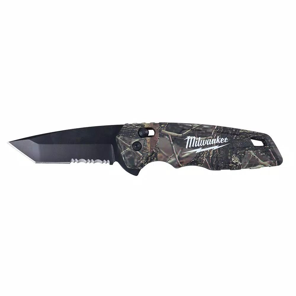 Milwaukee FASTBACK Camo Spring-Assisted Folding Knife with 2.92 in. Tanto Blade