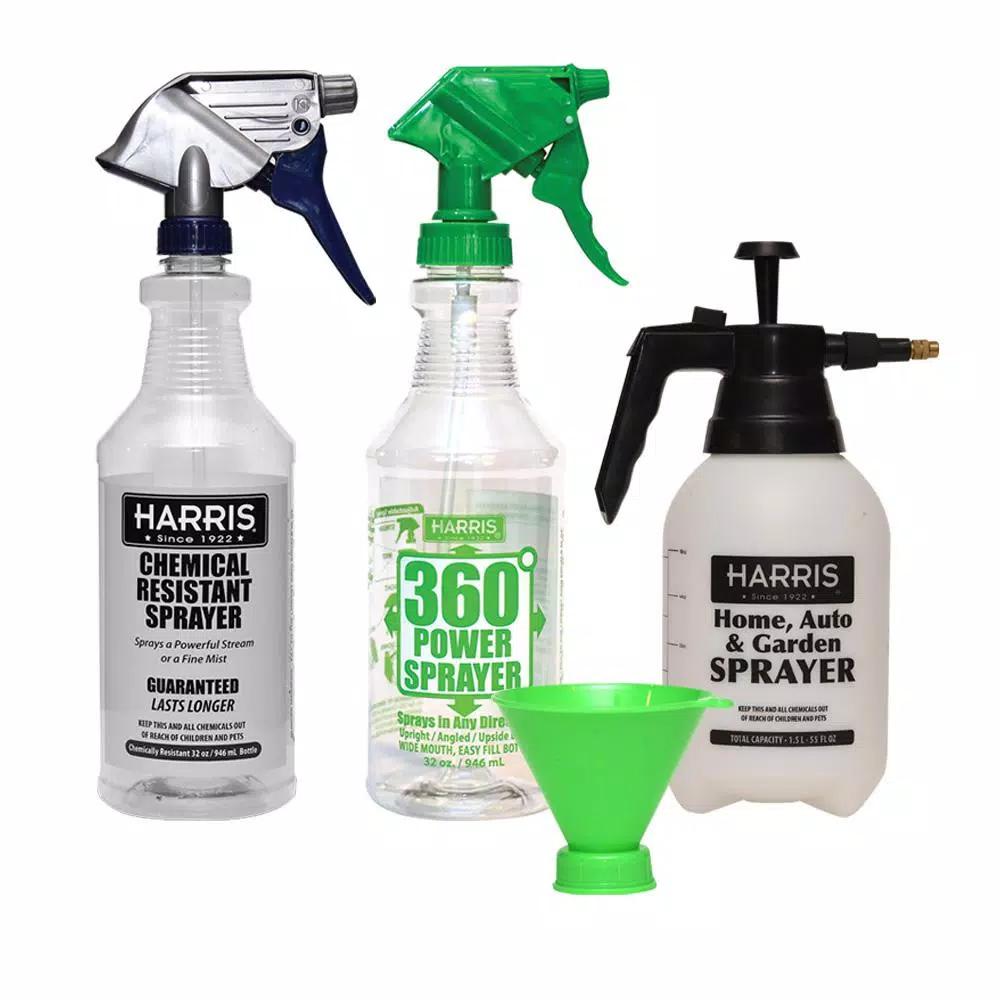 Harris Professional Spray Bottle Multi-Pack Kit, 3-Piece Set for Home, Auto, and Garden
