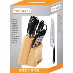 Top Chef Officially Licensed 15-Piece Stainless Steel Knife Set with Wood Block thumbnail 4