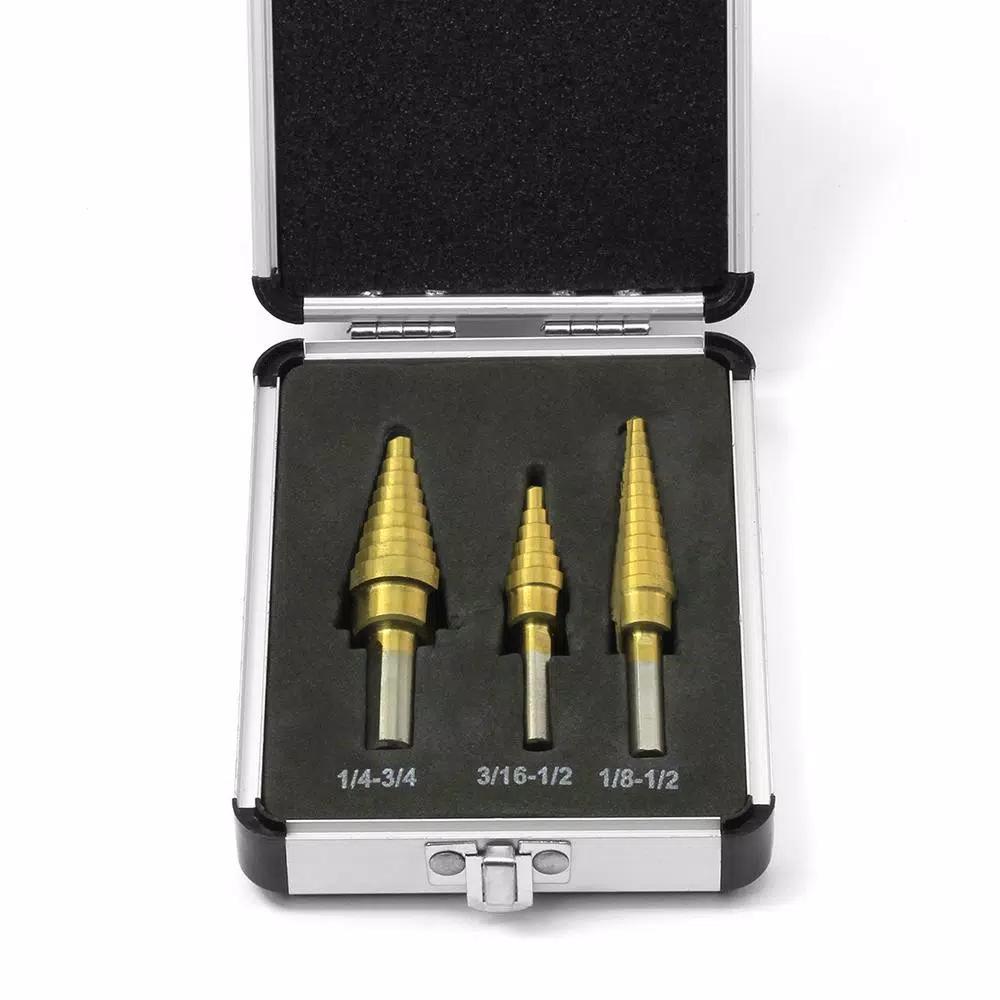 Stark 3-Piece Titanium Coated HSS Heavy Impact Step Drill Bit Set