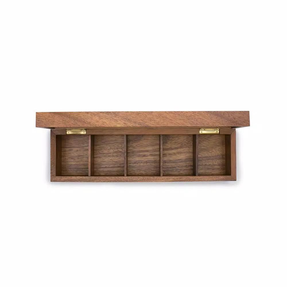 Ironwood Gourmet Townhouse 5-Compartment Acacia Wood Tea Box