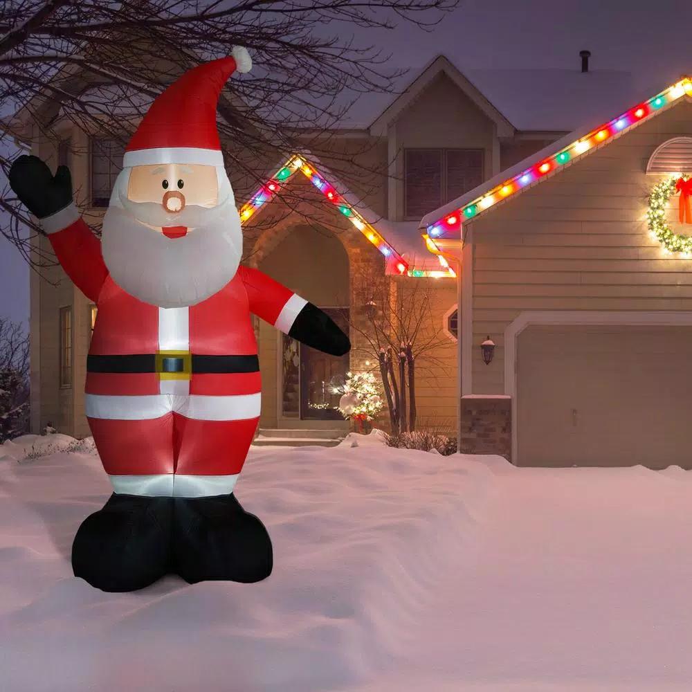 Fraser Hill Farm 12 ft. Traditional Santa Christmas Inflatable, Pre-lit Outdoor Holiday Decoration
