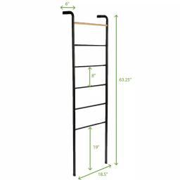 Mind Reader 6-Bar Freestanding Towel Rack, Black Metal Bathroom Towel Stand thumbnail 7