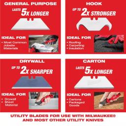 Milwaukee FASTBACK Folding Utility Knife Set with Blade Storage and 50-Pack General Purpose Blades thumbnail 4