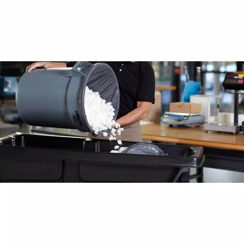 Rubbermaid Commercial Products 20 Gallon Gray Plastic Round Brute Trash Can, Heavy Duty Commercial Waste Container