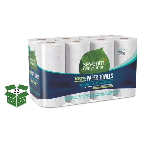 SEVENTH GENERATION 100% Recycled Paper Towel Rolls, 2-Ply, 32 Rolls per Carton