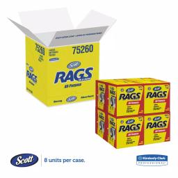 Kimberly-Clark PROFESSIONAL Scott Rags White Disposable Wipers, 1-Ply, 1600 Count (200-Box Carton) thumbnail 2