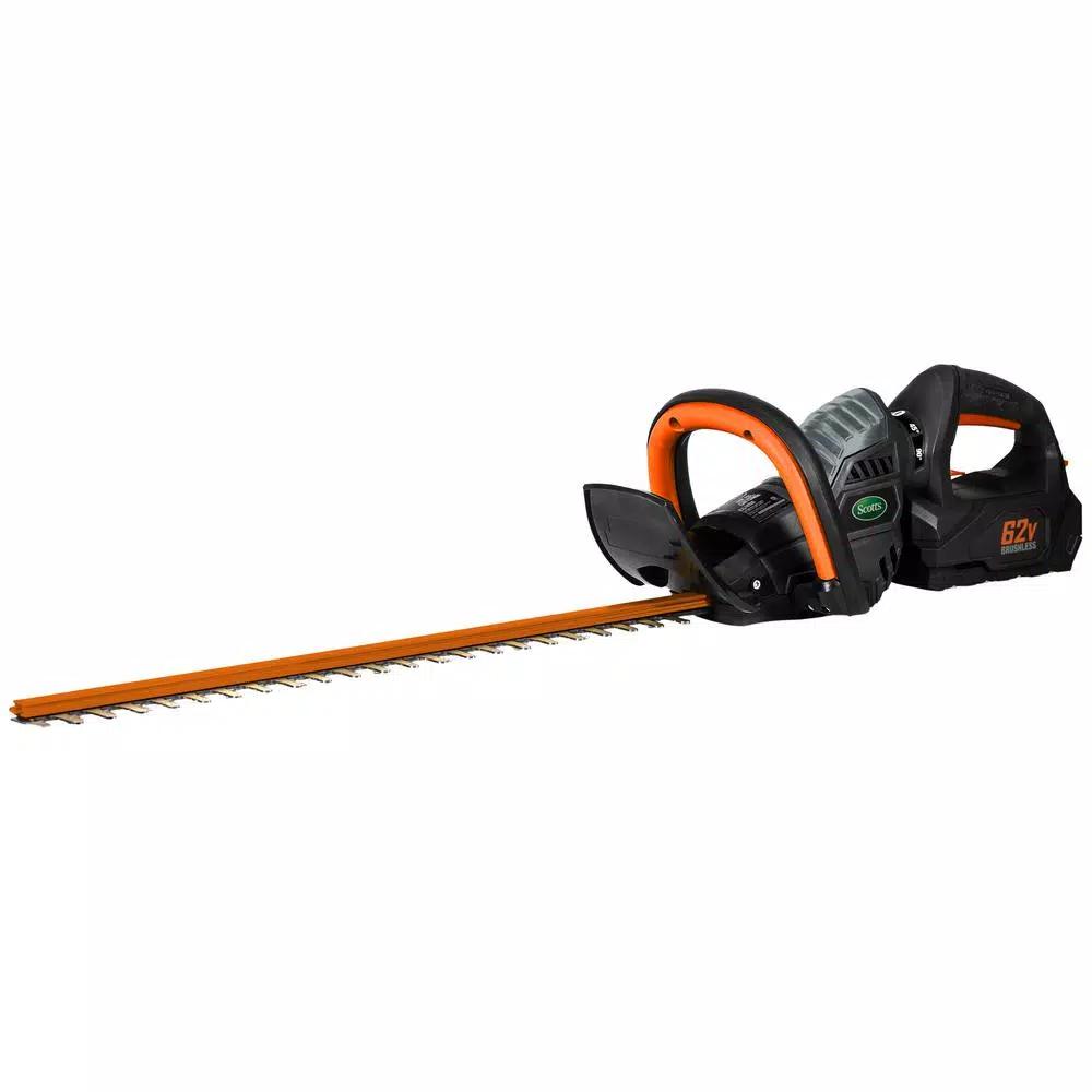 Scotts 24 in. 62V Cordless Brushless Hedge Trimmer Kit with 2.5 Ah Battery and Fast Charger