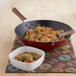 IMUSA 14 in. Light Cast Iron Pre-Seasoned Wok with Wood Handle thumbnail 2
