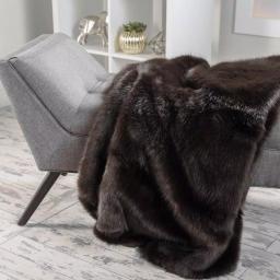 Noble House Toscana Shadow Faux Fur Throw Blanket, Gray Modern Solid Pattern thumbnail 5