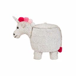 StyleWell White Unicorn Water Hyacinth Woven Decorative Basket with Lid thumbnail 1