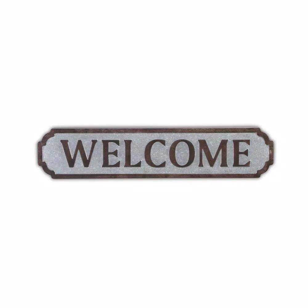 Cheungs Welcome Horizontal Galvanized Steel Wall Sign - Rustic Farmhouse Decor