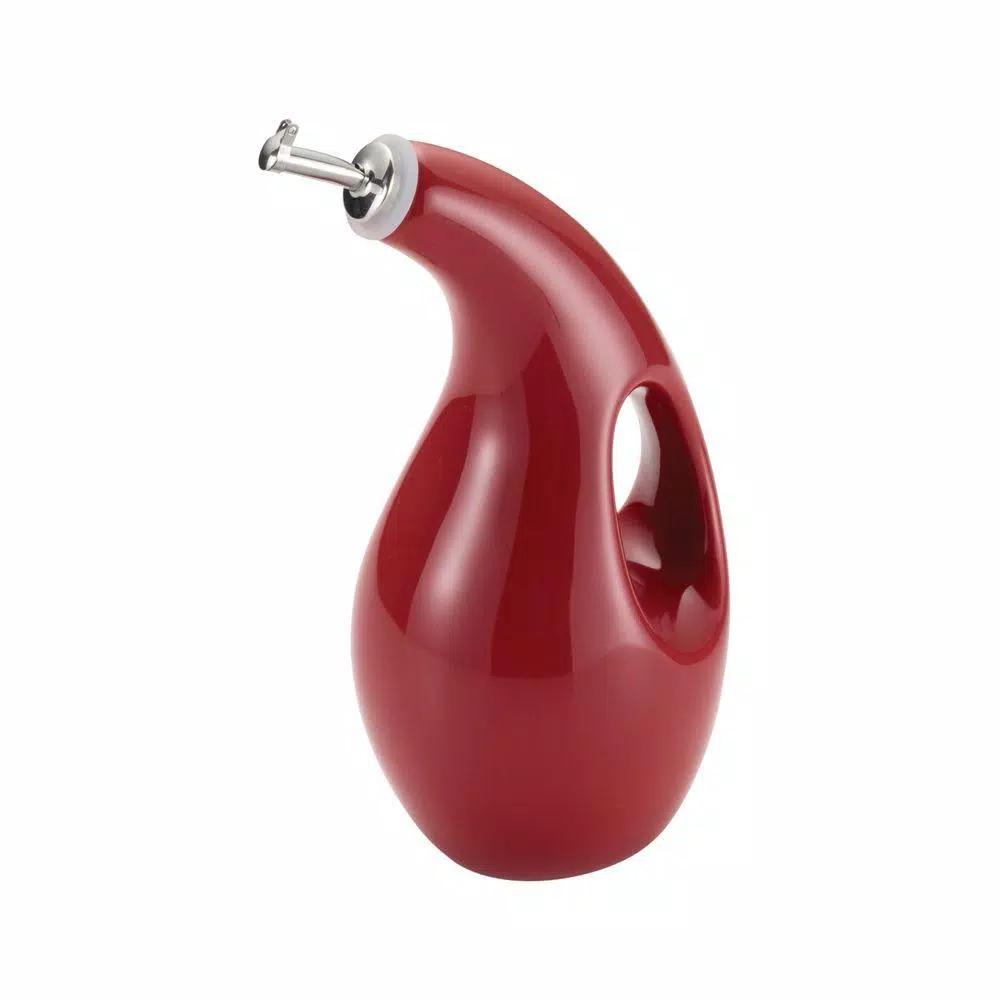 Rachael Ray Stoneware Red Oil & Vinegar Dispensing Bottle, 24 oz.