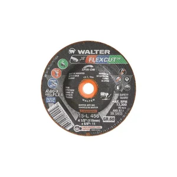 WALTER SURFACE TECHNOLOGIES Flexcut 4.5 in. 60 Grit Flexible Grinding Wheels, 5/8-11 in. Arbor, 25-Pack