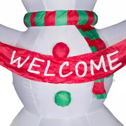 Glitzhome 12 ft. Lighted Inflatable Snowman with Welcome Decor, Large Outdoor Christmas Decoration thumbnail 4