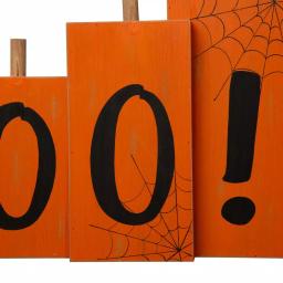 Glitzhome 20 in. Halloween Wooden BOO Standing Decor with Orange Pumpkin Design thumbnail 2