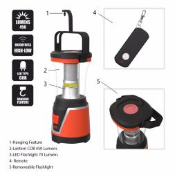 Wakeman Outdoors 2-in-1 LED Lantern and Detachable Flashlight, 450 Lumens, Red thumbnail 3
