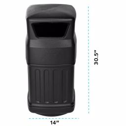 Alpine Industries 16 Gal. Black Open Dome Top Commercial Trash Can, Indoor/Outdoor thumbnail 4