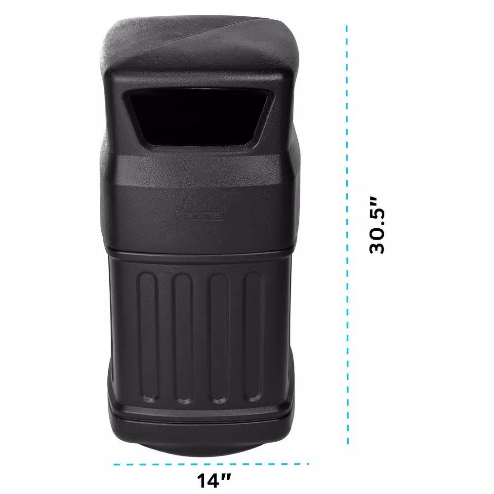 Alpine Industries 16 Gal. Black Open Dome Top Commercial Trash Can, Indoor/Outdoor