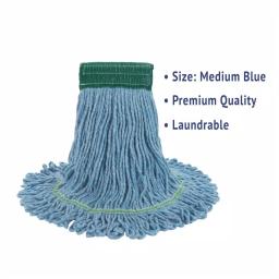 Boardwalk Super Loop Medium Wet Mop Head, 4-Ply Cotton/Synthetic Yarn, Blue, 12/Carton thumbnail 3