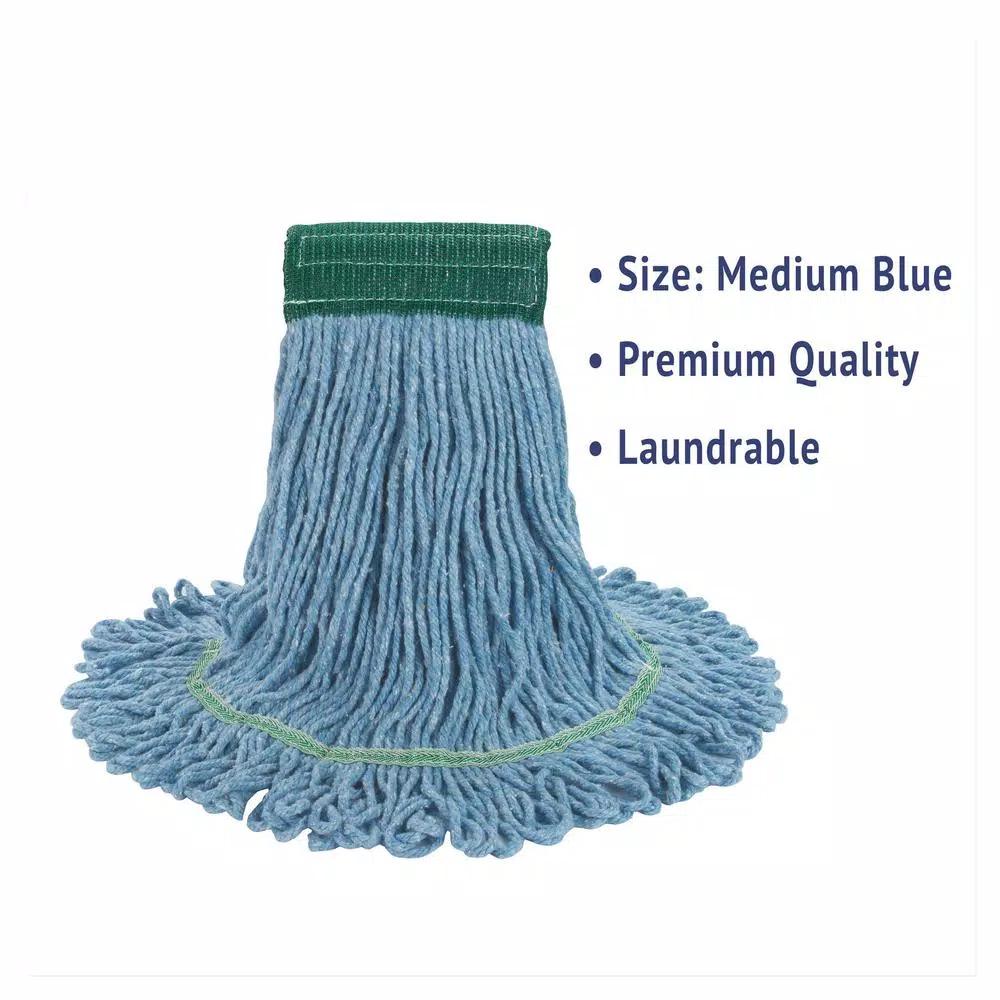 Boardwalk Super Loop Medium Wet Mop Head, 4-Ply Cotton/Synthetic Yarn, Blue, 12/Carton