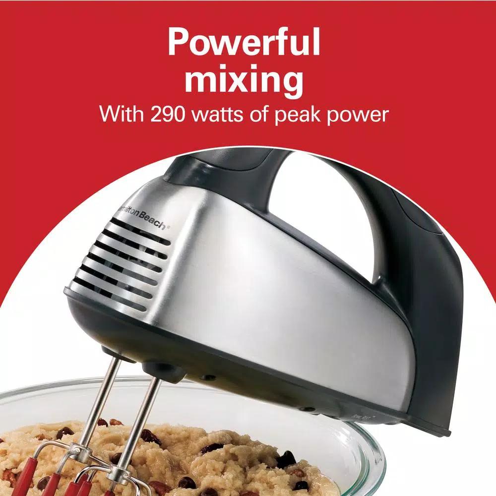Hamilton Beach SoftScrape 6-Speed Stainless Steel Hand Mixer with Snap-On Storage Case