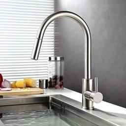 Vanity Art 16.7 in. Single-Handle Pull-Down Kitchen Faucet, Brushed Nickel thumbnail 4