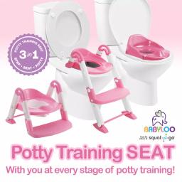 Babyloo Bambino 3-in-1 Convertible Toddler Potty Trainer and Step Stool - Pink thumbnail 5