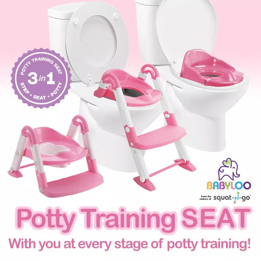 Babyloo Bambino 3-in-1 Convertible Toddler Potty Trainer and Step Stool - Pink