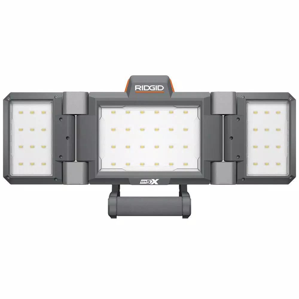 RIDGID 18V Hybrid Folding Panel LED Work Light Kit with 2.0 Ah Battery and Charger