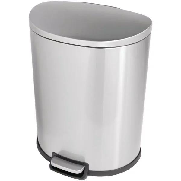 StyleWell 13 Gal. Stainless Steel D-Shaped Step-On Trash Can with Removable Liner