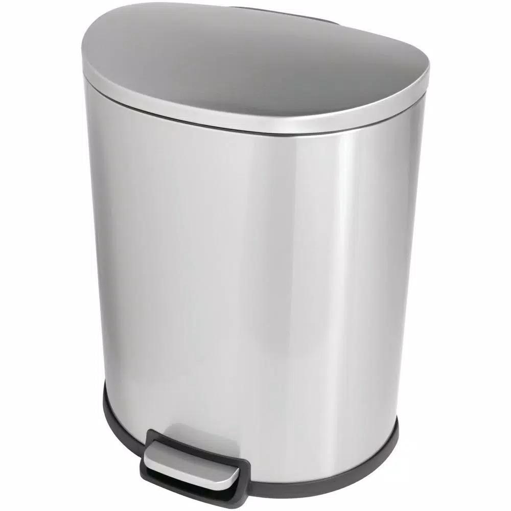 StyleWell 13 Gal. Stainless Steel D-Shaped Step-On Trash Can with Removable Liner