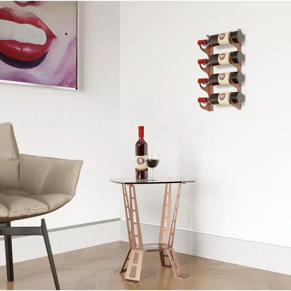 DI PRIMA USA Eagle Edition 4-Bottle Wall Mounted Wine Rack, Brown Steel