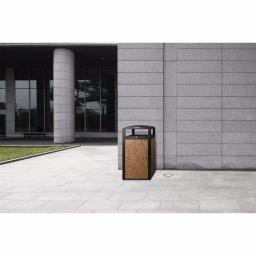 Alpine Industries 40 Gal. Steel Stone Panel Outdoor Commercial Trash Can with Lockable Lid thumbnail 8