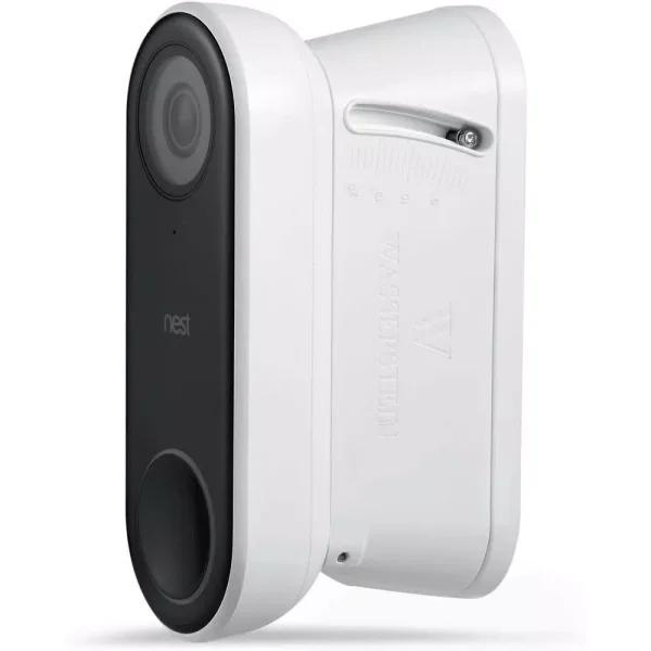 Wasserstein Adjustable Vertical Wall Mount Kit for Google Nest Hello Video Doorbell, White