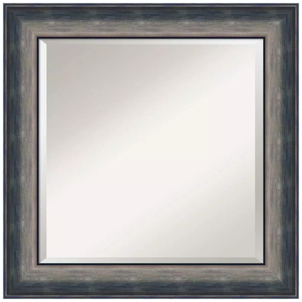 Amanti Art Quicksilver Scoop 25.75 in. x 25.75 in. Square Bathroom Vanity Wall Mirror, Silver