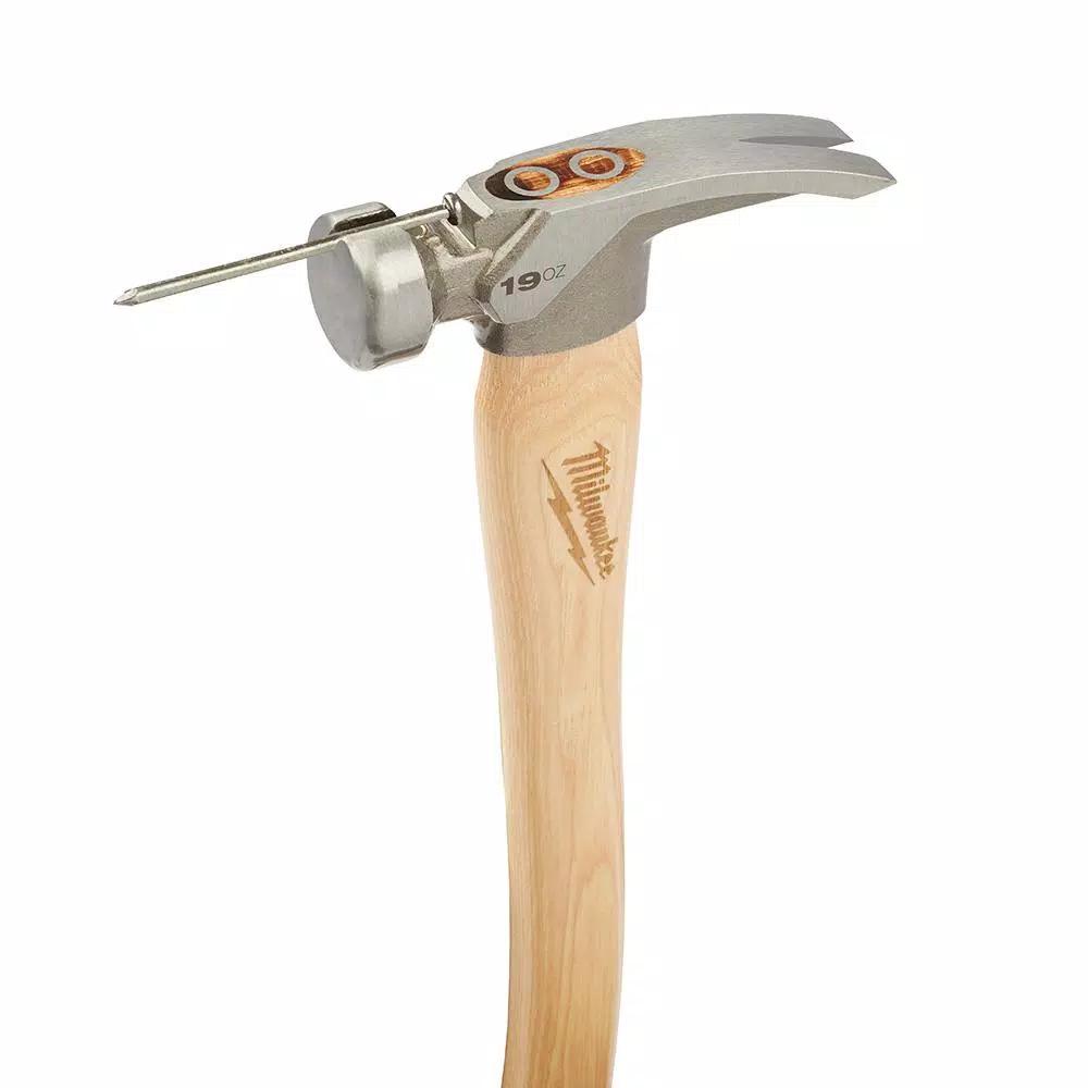 Milwaukee 19 oz. Smooth Face Hickory Wood Framing Hammer with Magnetic Nail Set