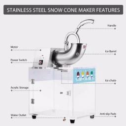 VIVOHOME Commercial Snow Cone Machine, 440lbs/hr Dual Blade Stainless Steel Ice Crusher with Acrylic Box thumbnail 2