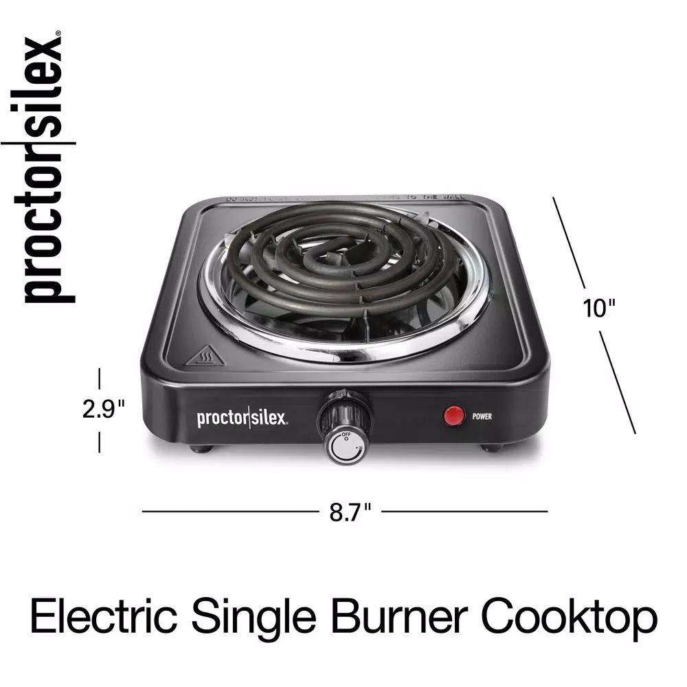 Proctor Silex 1200W Single Burner Stainless Steel Hot Plate, 5.5 in. Black