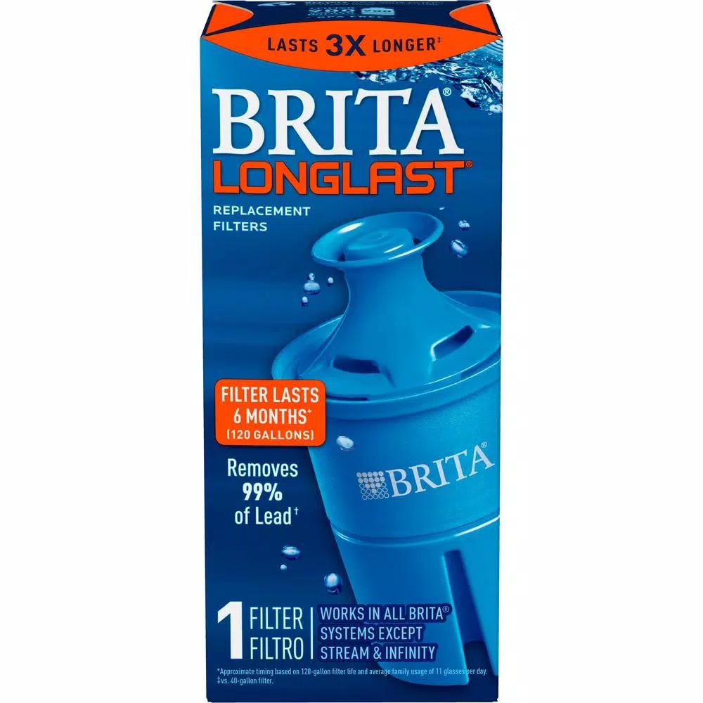 Brita Longlast Water Filter Replacement Cartridge for Pitchers and Dispensers, Reduces Lead & Chlorine