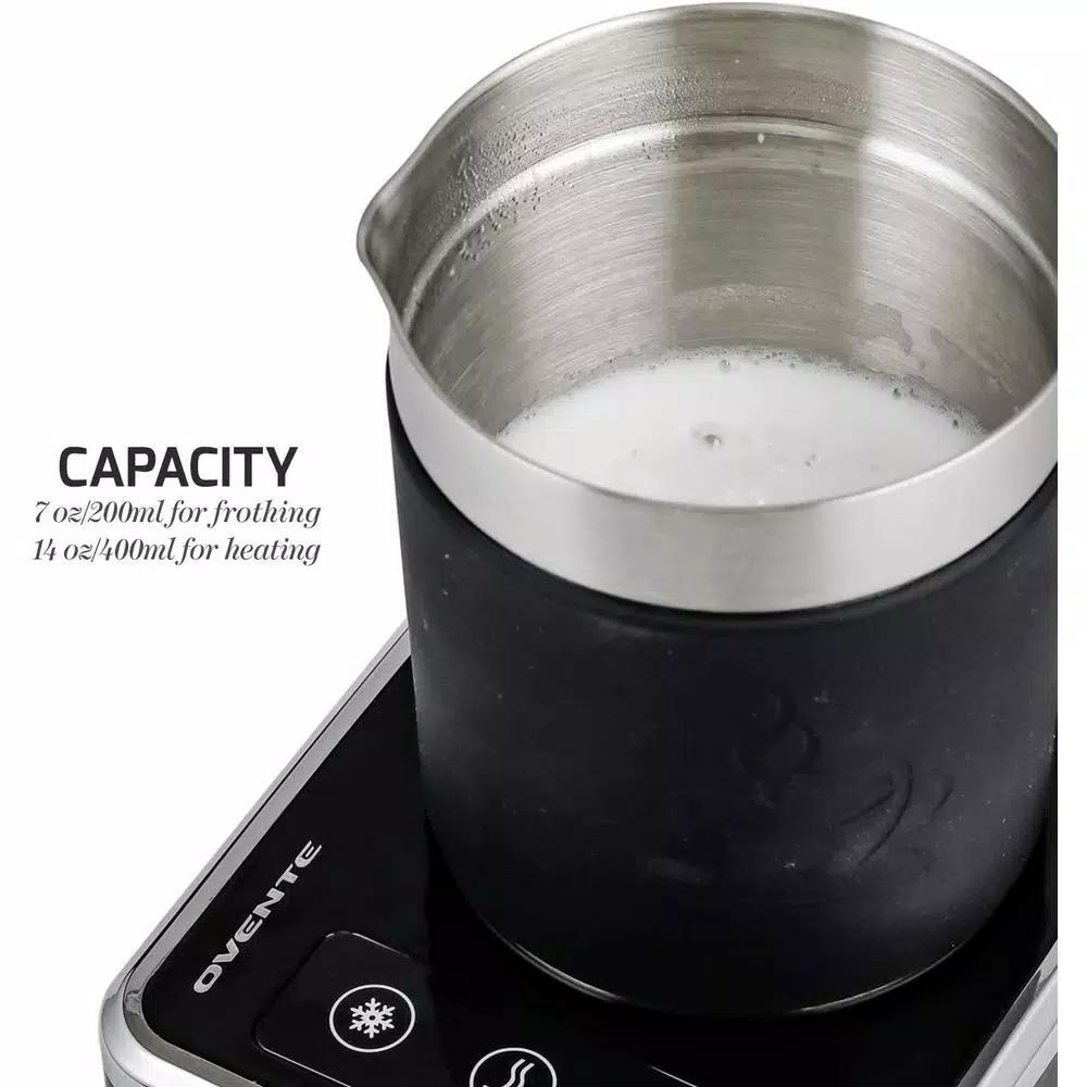 OVENTE 7 oz. Stainless Steel Milk Frother with Induction Base, 600W Hot and Cold Frother