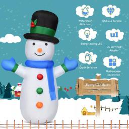 Costway 4 ft. Inflatable Christmas Snowman with LED Lights, Weather Resistant Indoor/Outdoor Holiday Decor thumbnail 5