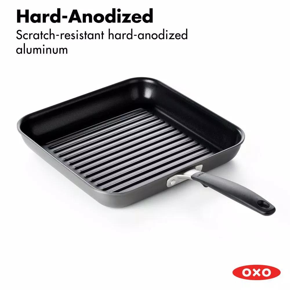 OXO Good Grips 11 in. Hard-Anodized Aluminum Nonstick Grill Pan, Gray