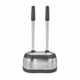 Polder Dual Bath Caddy Toilet Brush and Plunger Set with Stainless Steel Handles - Black thumbnail 1
